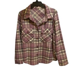 Women's Cotton Bleu Plaid Jacket in Purple and Cream